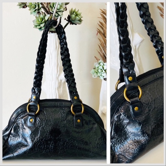 HOBO Handbags - HOBO Black Leather Embossed Shoulder Bag